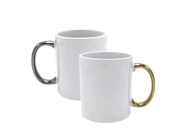 Caneca Porcelana Alça Cromada 325ml