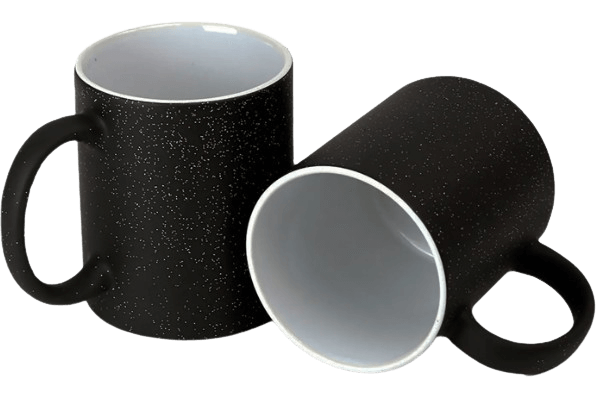 Caneca Porcelana Mágica Preto Fosco com Glitter 325ml