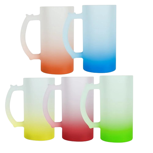 Caneca Chopp Vidro Jateado Base Degradê 475ml