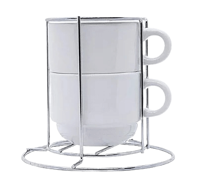 Torre 2 Xicaras com Suporte de Metal 150ml